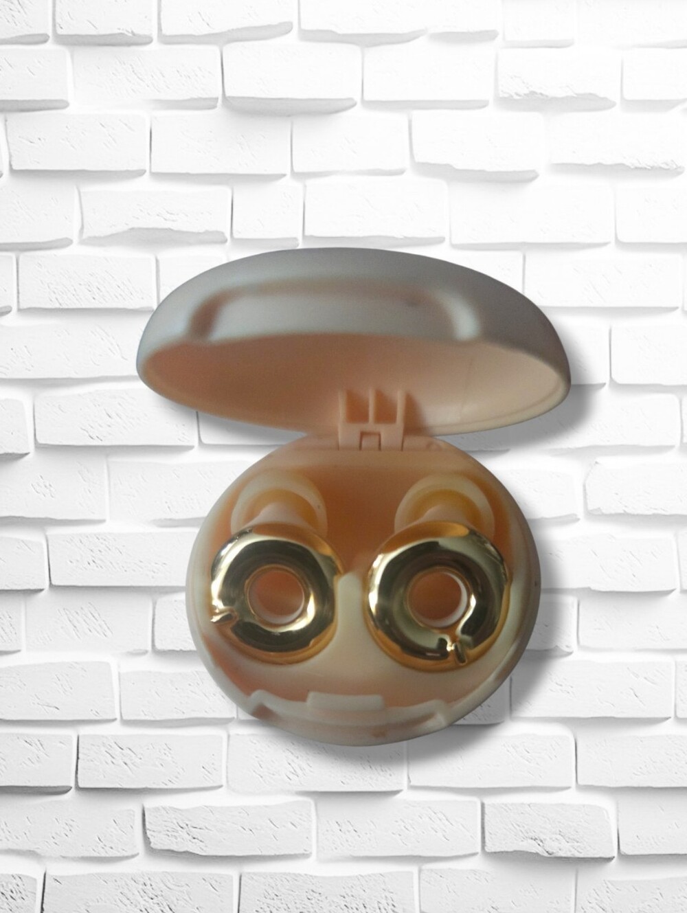 Gold-Accented Cream True Wireless Earbuds with Charging Case
